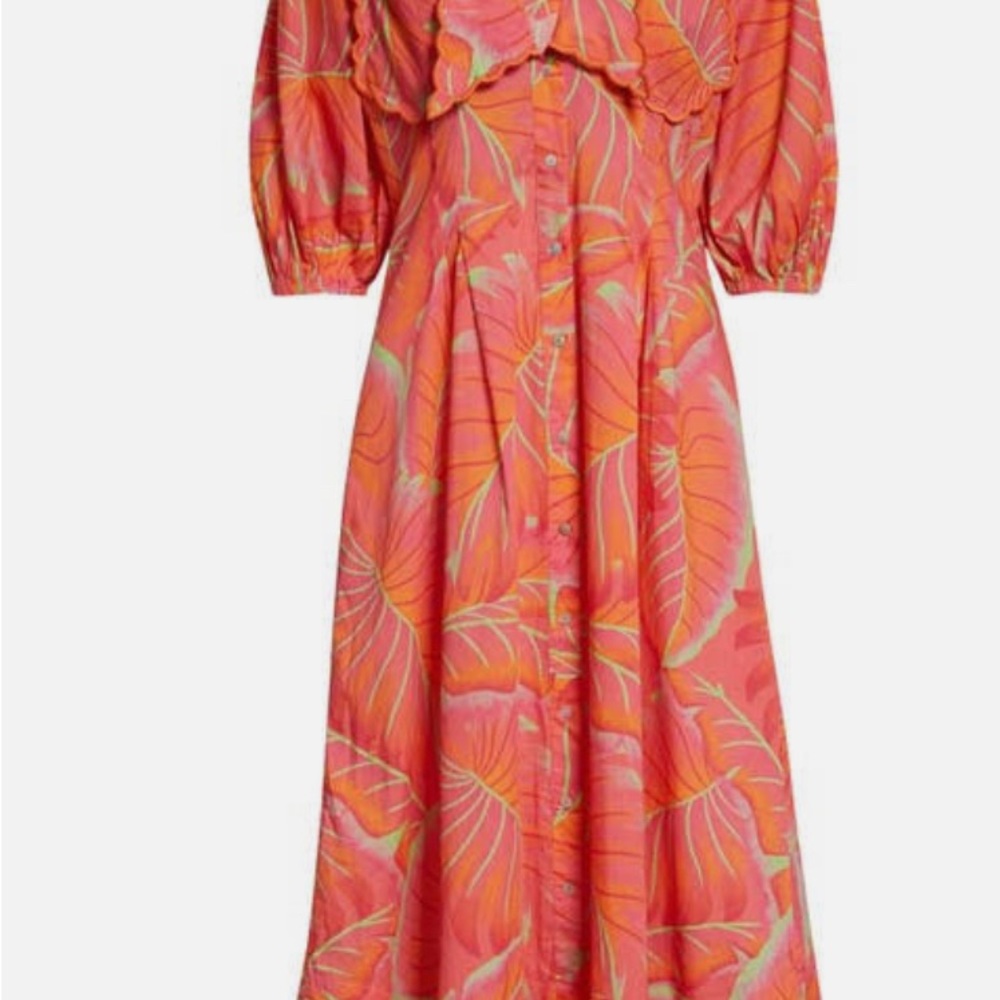 Bright Orange Midi Farm Rio Dress - Floral